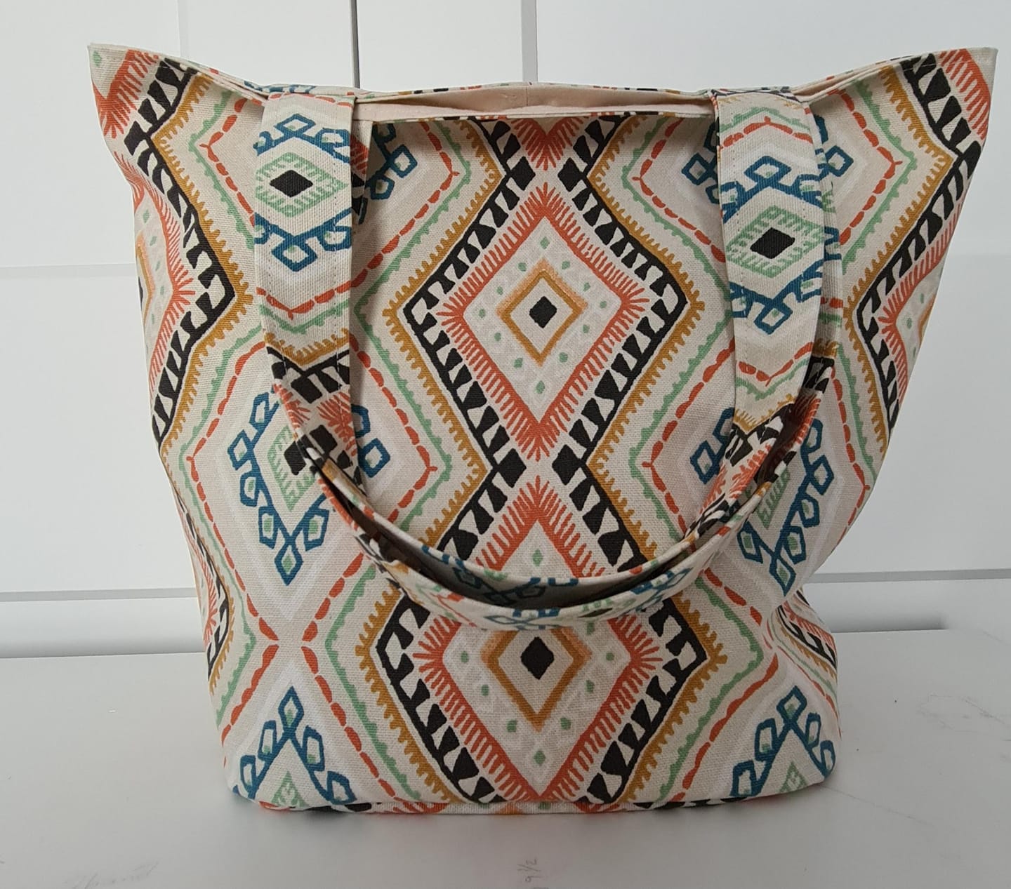 Customer photo review of Tribal Design Tiles Cotton Canvas Fabric