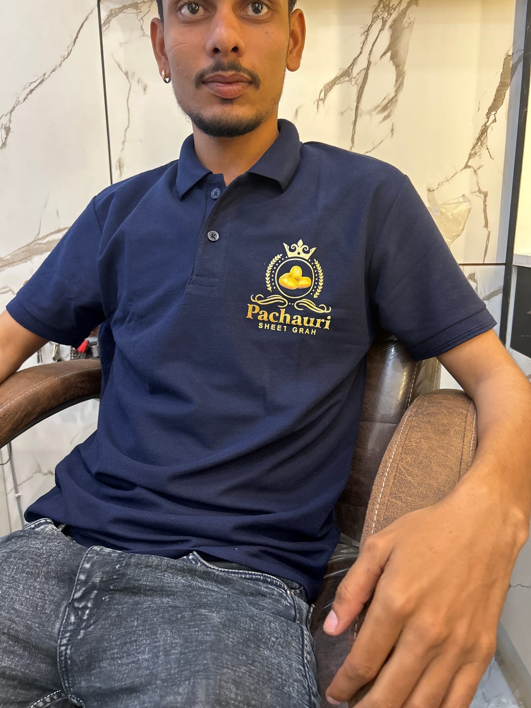 Customer photo review of Customized Polo T-Shirt With Your Company Logo | Order Logo Printed Tees | PrintMine.in