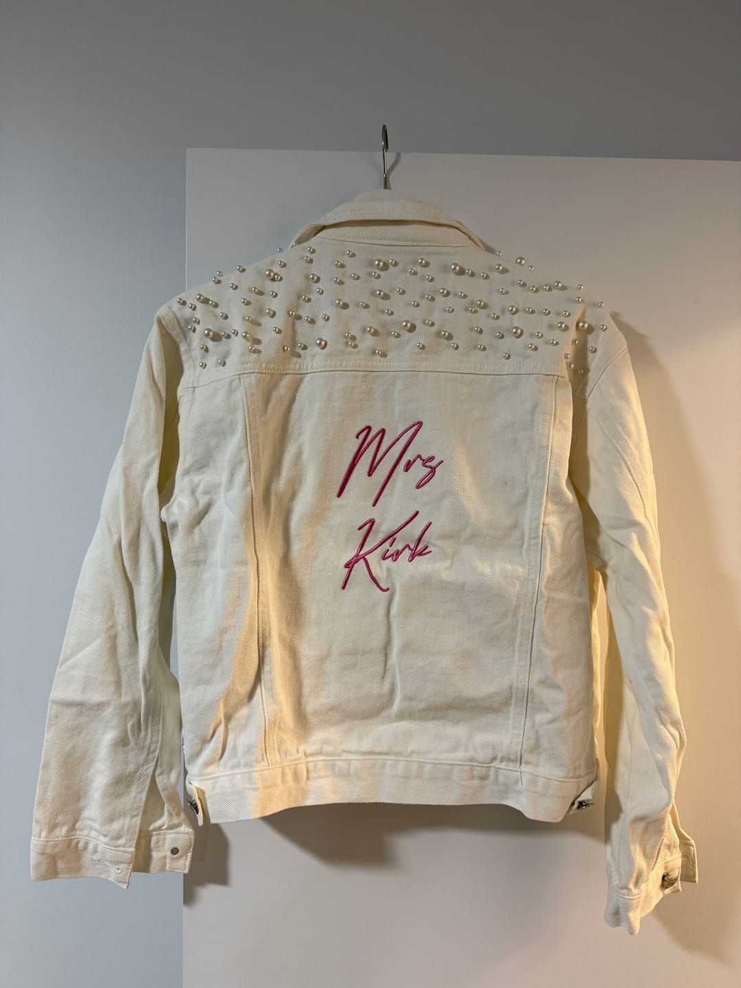 Customer photo review of White Pearl Denim Jacket