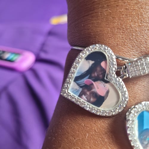 Customer photo review of Hearts Photo Bangle Bracelet