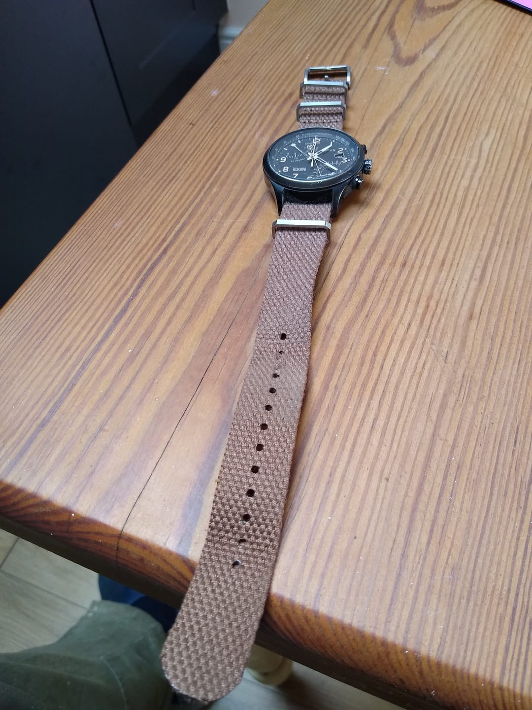 Customer photo review of Vintage Style Woven Fabric Military Watch Strap