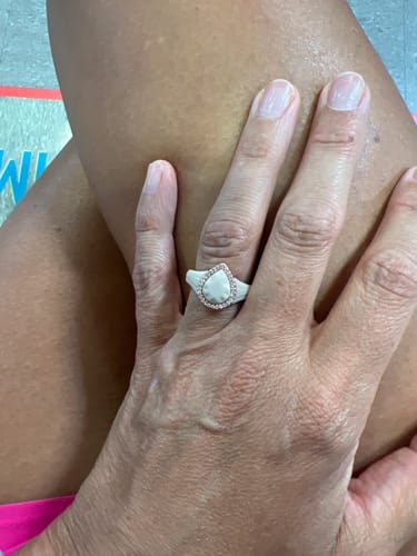 Customer photo review of New! Pear Silicone Ring with Metal Frame and Stones
