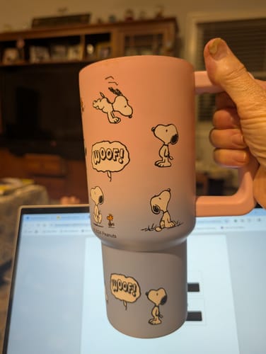 Customer photo review of Peanuts Snoopy Woof Travel Tumbler - Limited Ombre Color