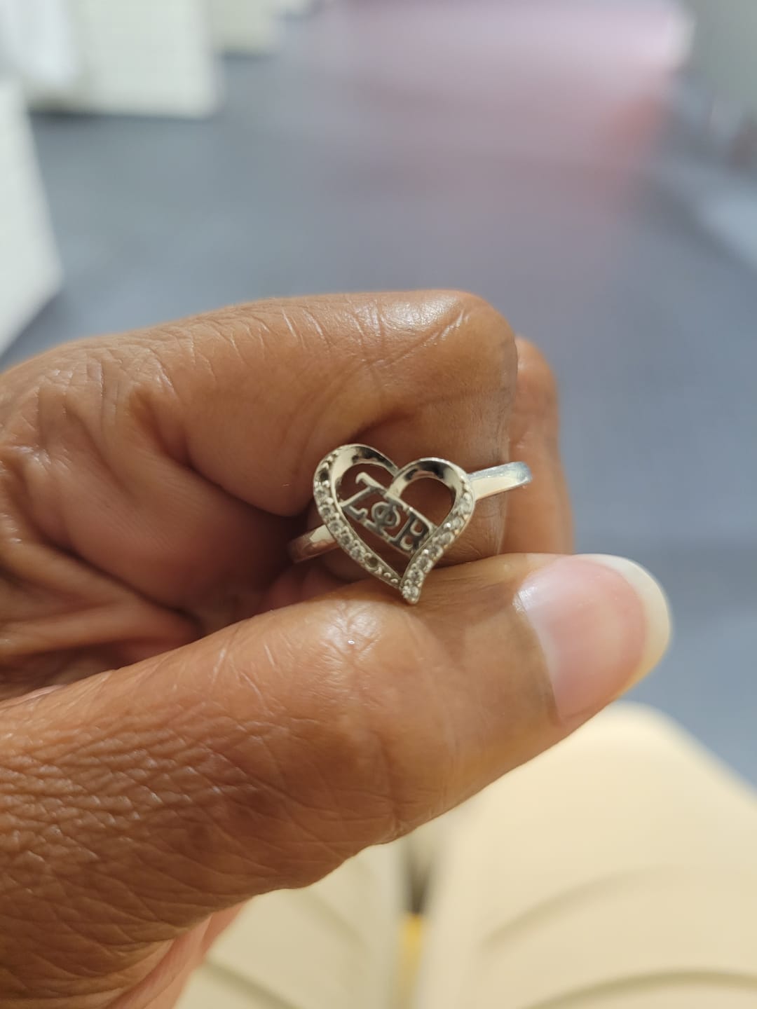 Customer photo review of Zeta Phi Beta Heart Design Sterling Silver Ring (ZPB-R002)