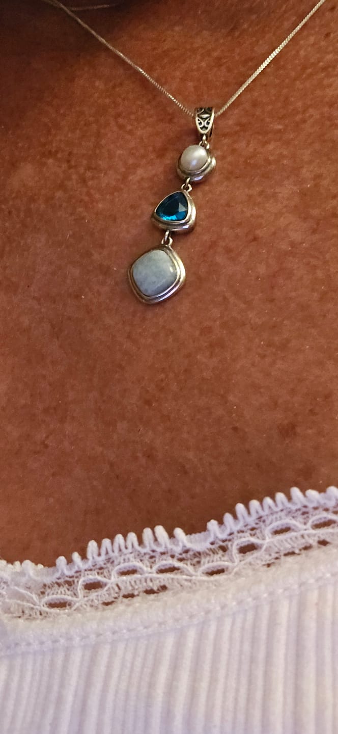 Customer photo review of Silver Larimar Necklace