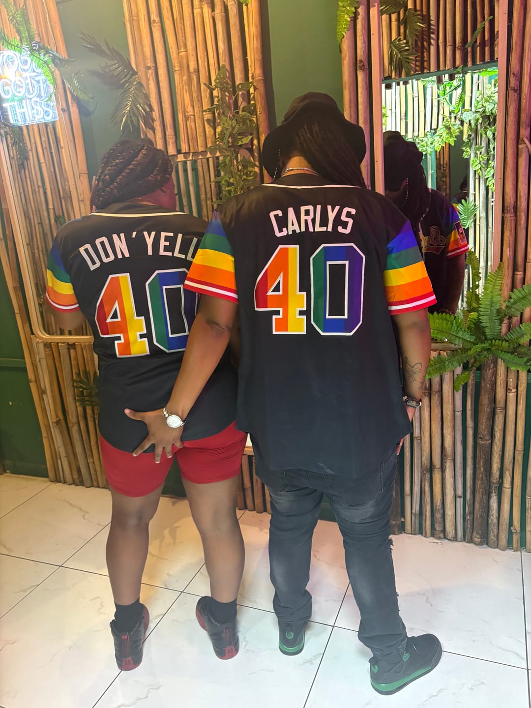 Customer photo review of Custom Black LGBT Rainbow For Pride Month Raglan Sleeves Authentic Baseball Jersey