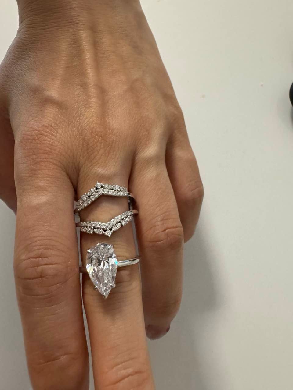 Customer photo review of S925 3.5 Ct Vintage Pear Cut Insert Wedding Ring Set For Women In Sterling Silver