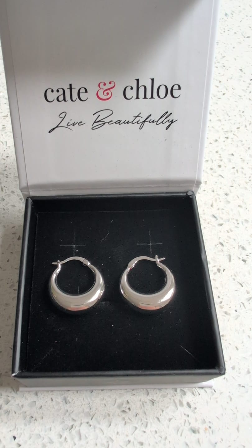 Customer photo review of Jacqueline 18k White Gold Plated 21mm Chunky Hoop Earrings