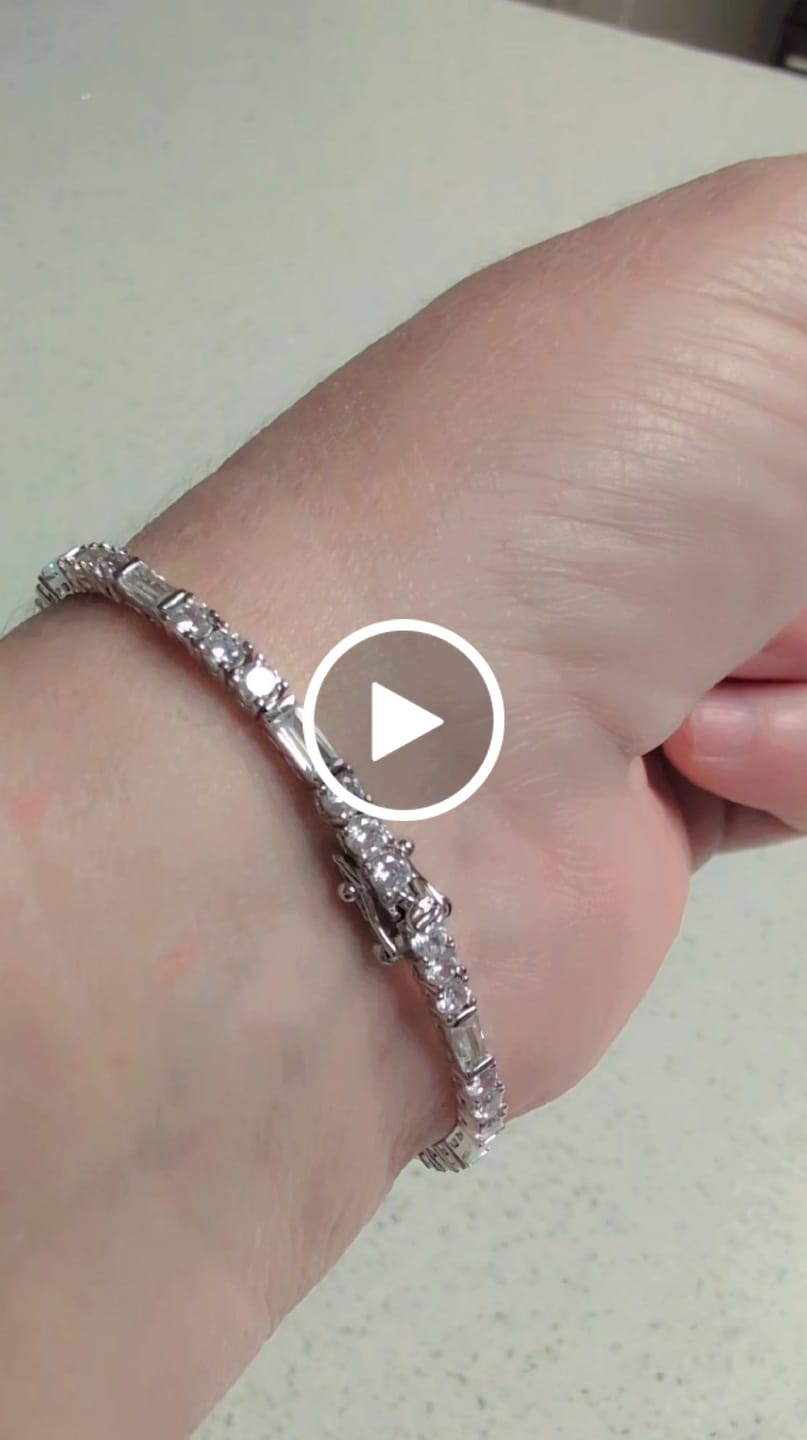 Customer video review of Adrianna 18k White Gold Plated Tennis Bracelet with Simulated Diamond Crystals