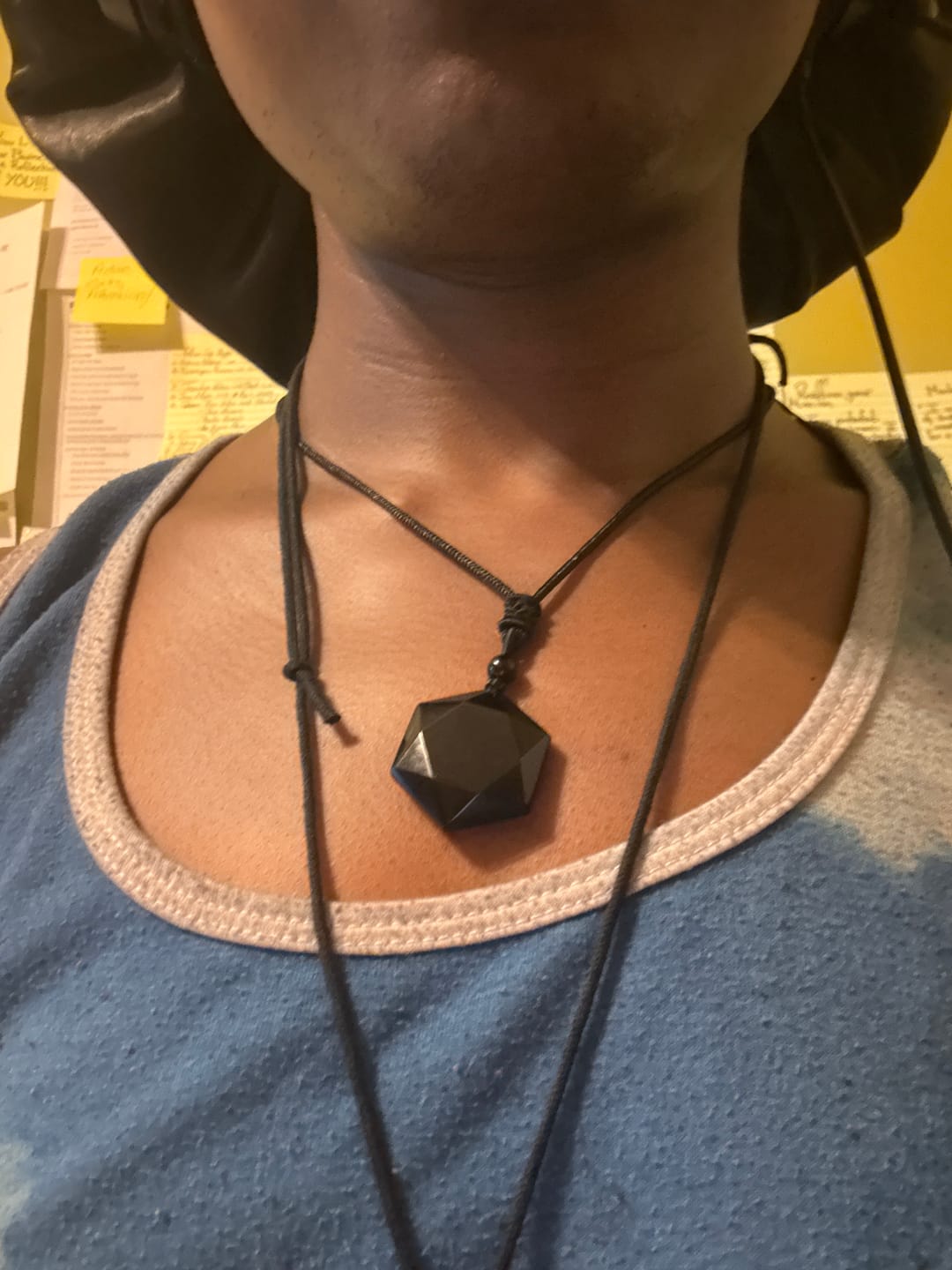 Customer photo review of Obsidian Self Protection Necklace