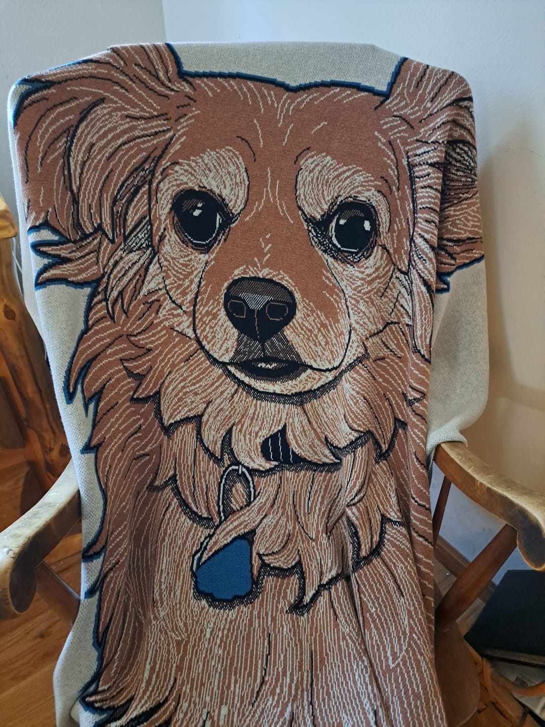 Customer photo review of Plain Dog - Custom Knitted Blanket