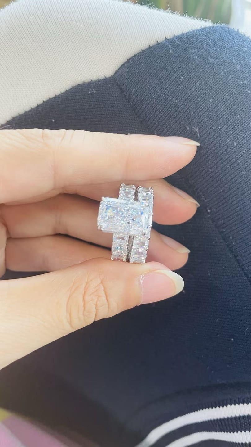 Customer photo review of S925 5.0Ct Luxe Radiant Cut Engagement Ring Travel Ring With Radiant Cut Wedding Band