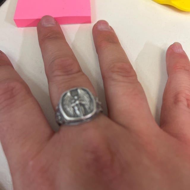 Customer photo review of Saint Michael Signet Ring