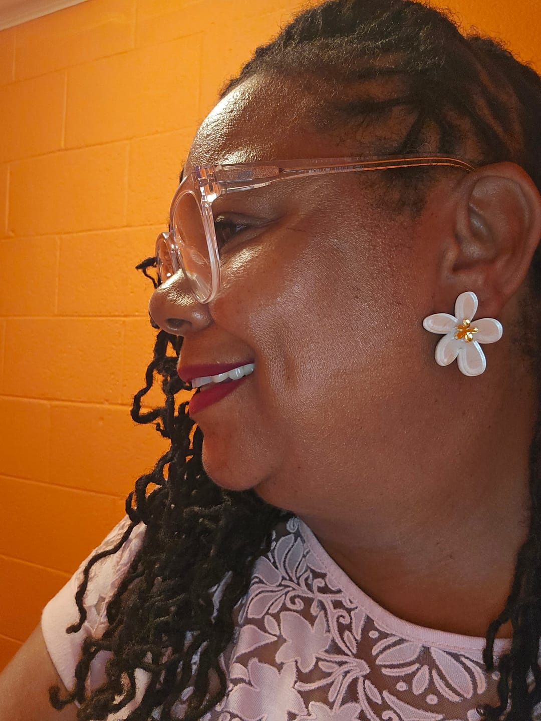 Customer photo review of Flora Studs in White