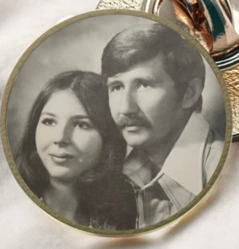 Customer photo review of Personalized Photo Lapel Pin-Memorial Service, Funeral Keepsake, Bereavement Loss Gift