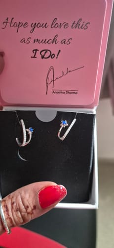 Customer photo review of Silver Azure Aura Earrings