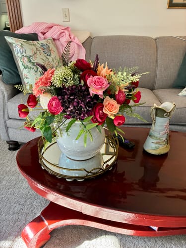 Customer photo review of Real Touch Zinnia Bloom