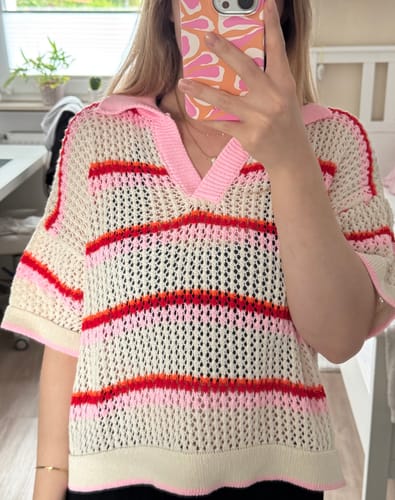 Customer photo review of Polo Häkel Shirt - Beige/Rosa