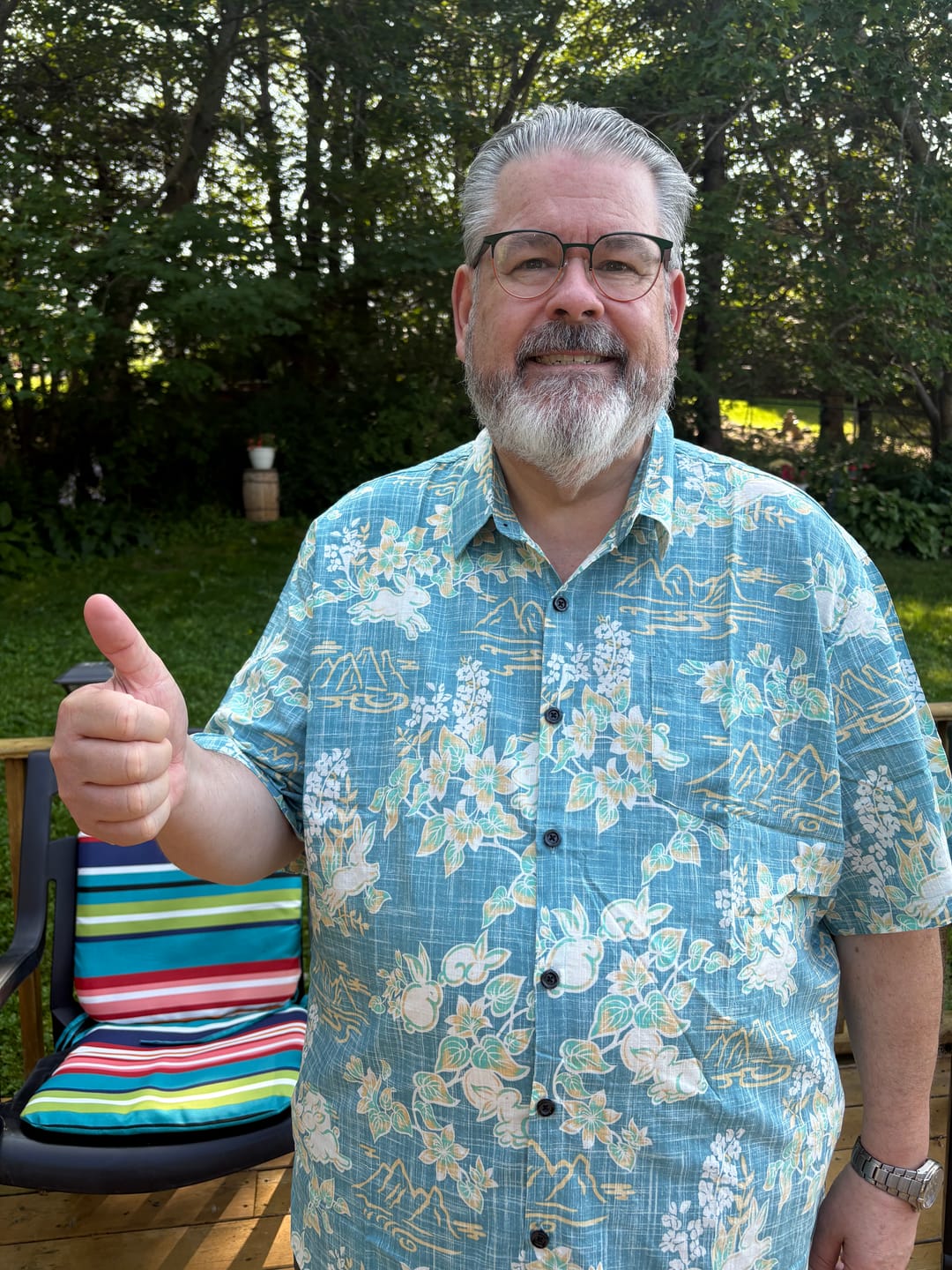 Customer photo review of Men's Vintage Hawaiian Tropical Floral Print Pocket Beach Summer Short Sleeve Button Shirt