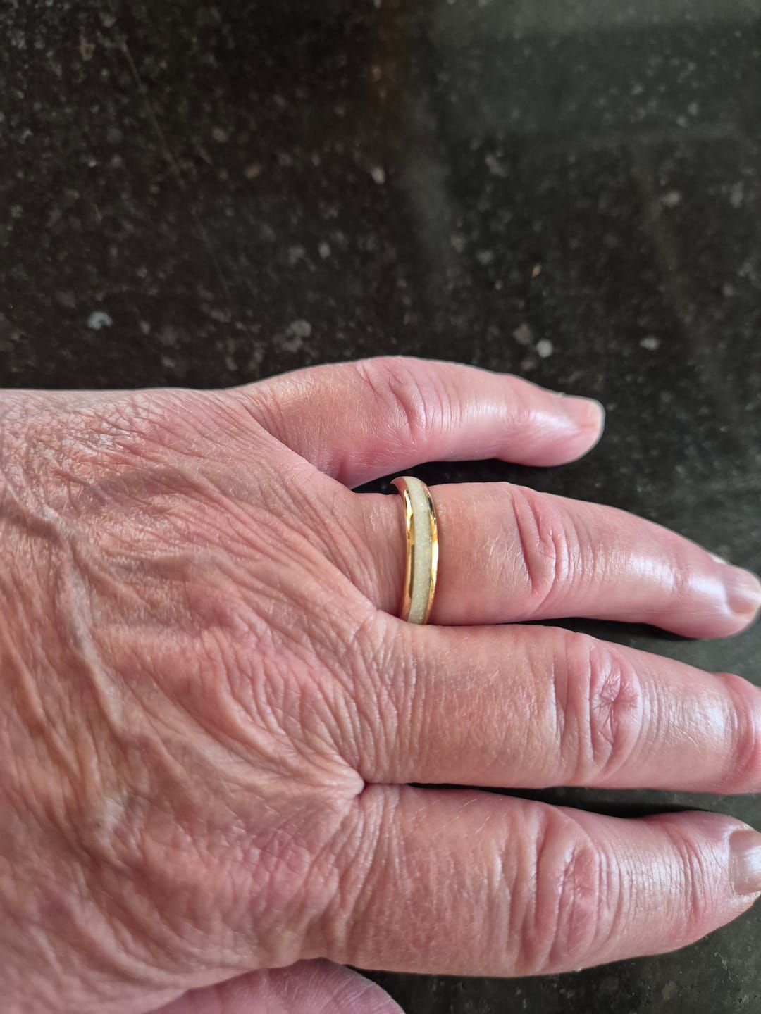 Customer photo review of The Golden White Opal 4mm Wonder Ring