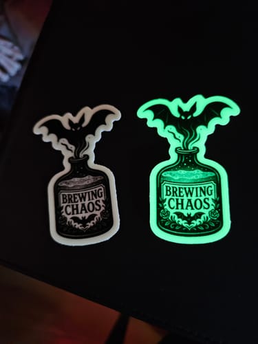 Customer photo review of 50 - 2.5" Glow in the Dark Stickers