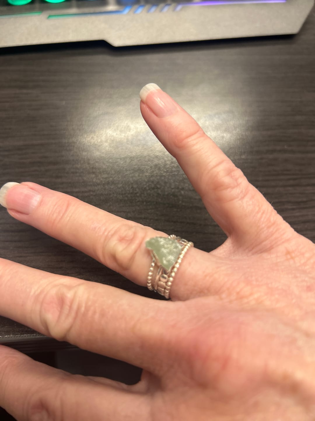 Customer photo review of Aquamarine Stacking Ring Set Sterling Silver