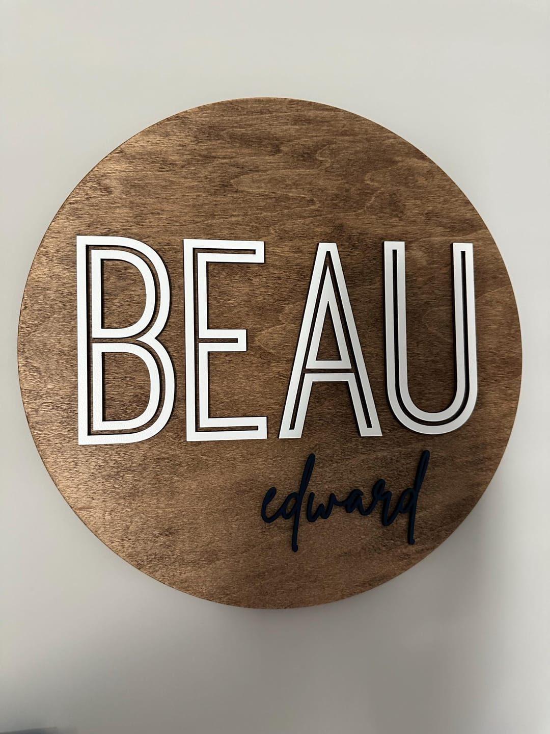 Customer photo review of Round Nursery Name Sign