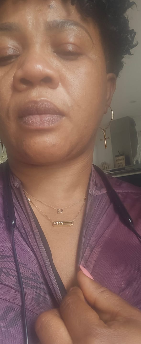 Customer photo review of Gold Essential 9K Gold Initial Necklace