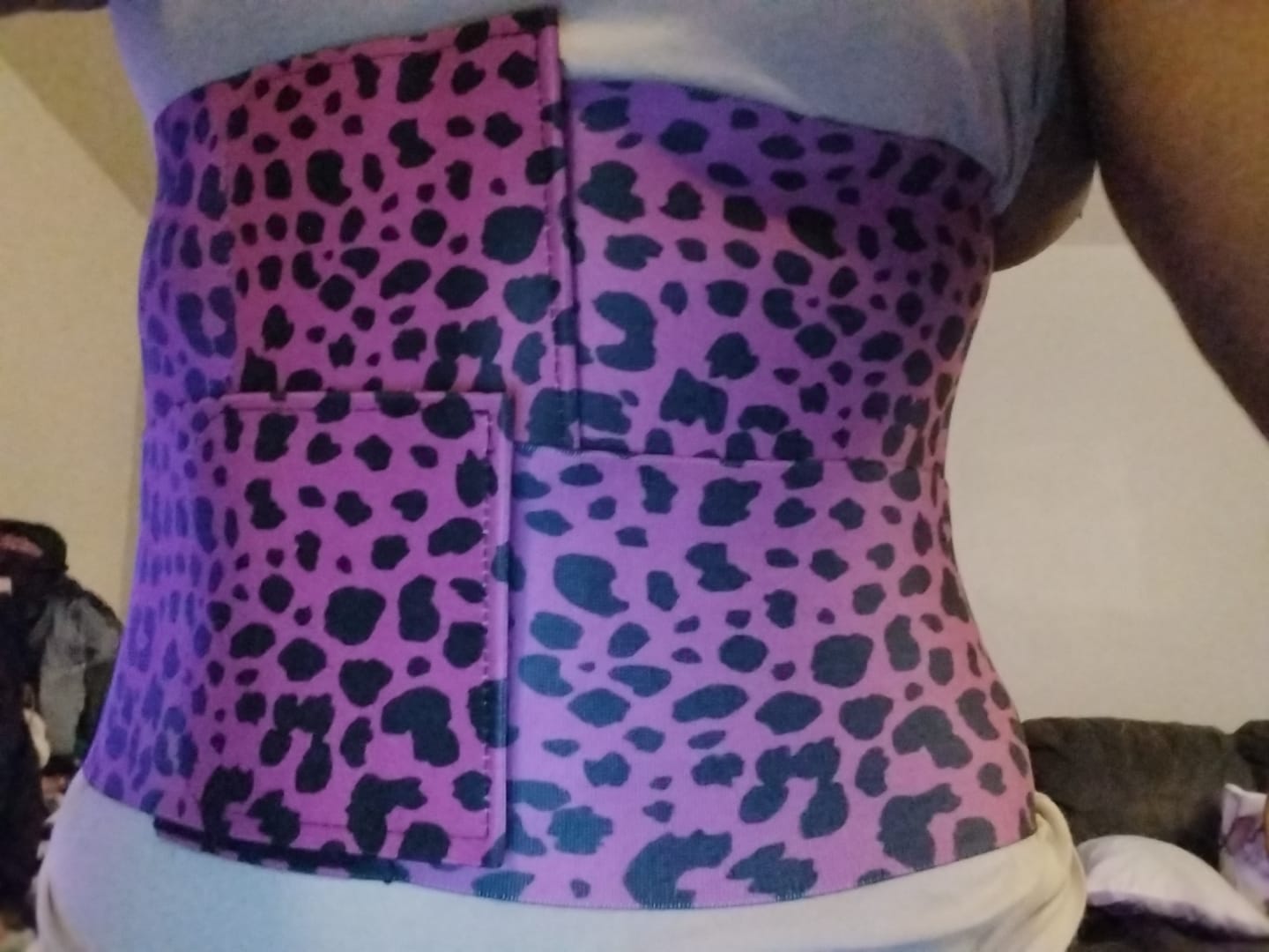 Customer photo review of Leopard Triple Wrap Tummy Control Waist Trainer