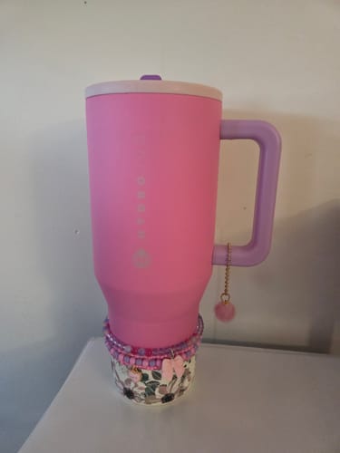 Customer photo review of CREAM PINK POPPIES Tumbler Boot -Fall fits 20-40oz