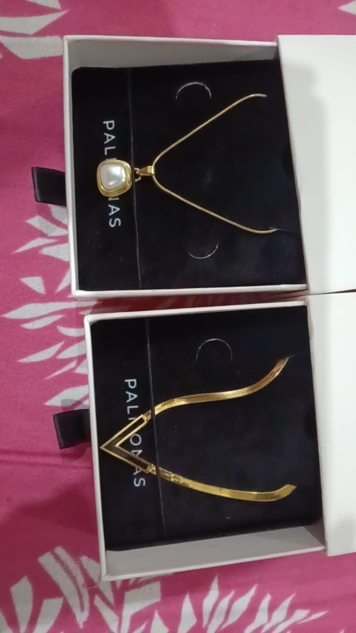 Customer photo review of Vintage Trapezium Necklace