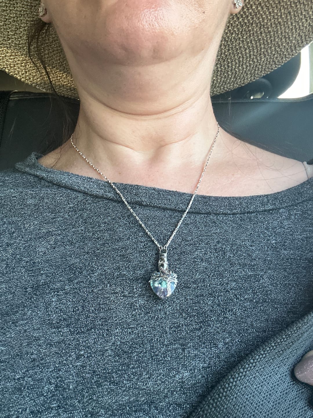 Customer photo review of Crystal Cremation Necklace - Tree of Life Keepsake Urn
