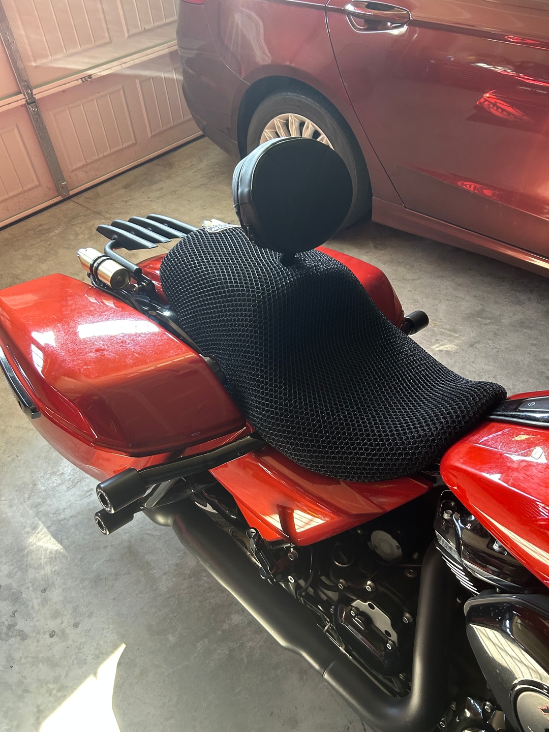 Wind Rider mesh seat cover on a Harley Davidson Road Glide