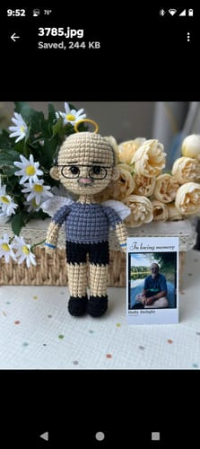 Customer photo review of Dolly® Personalized Crochet Doll with Photo Card