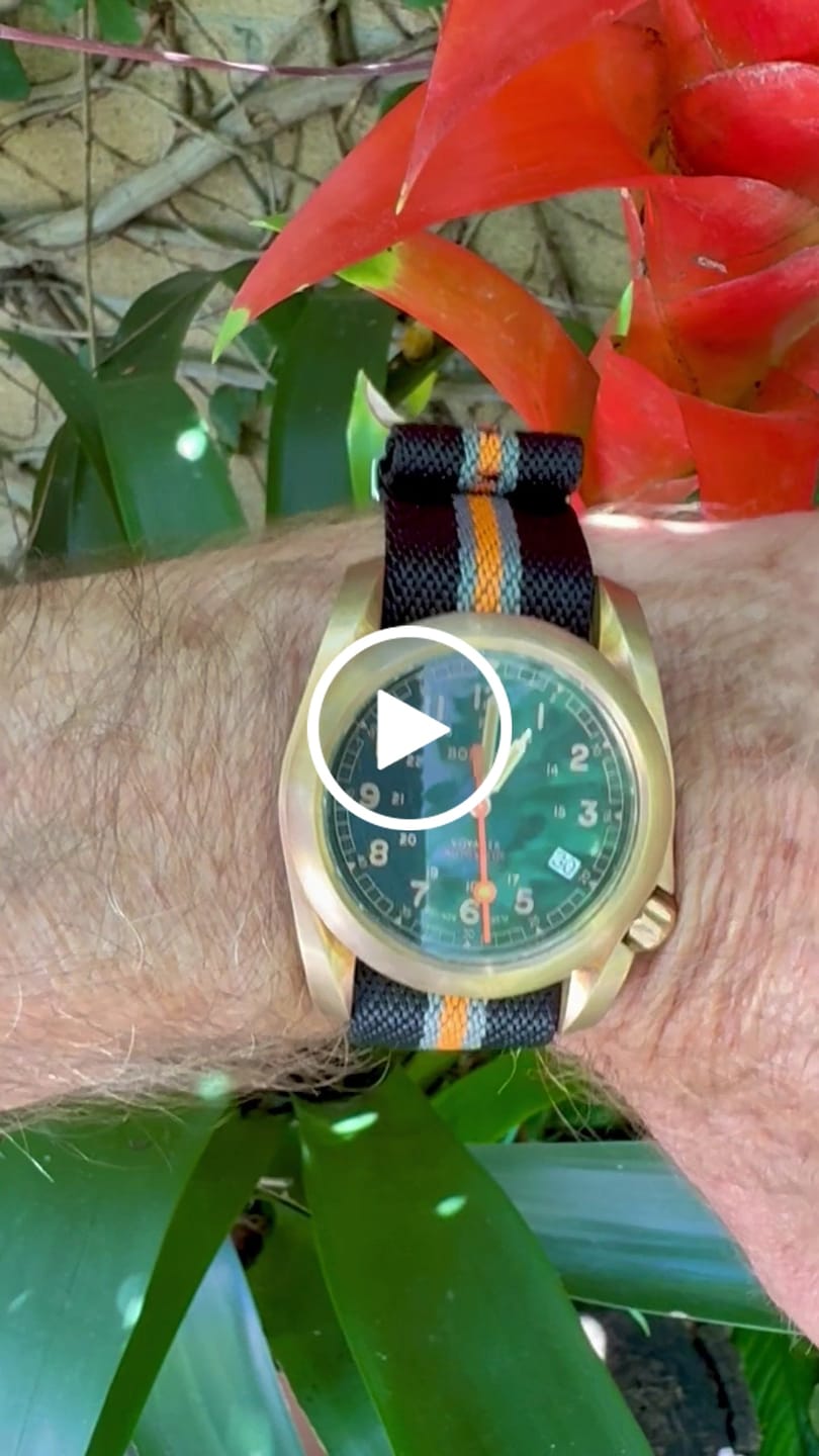 Customer video review of VOYAGER - 100M Waterproof Bronze Automatic Field Watch | Black
