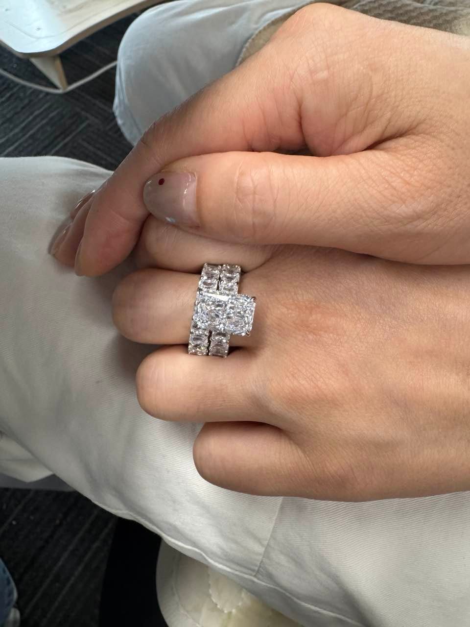 Customer photo review of S925 5.0Ct Luxe Radiant Cut Engagement Ring Travel Ring With Radiant Cut Wedding Band