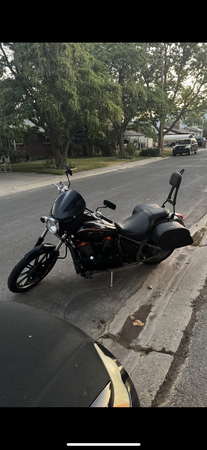 Customer photo review of Iron Born Blade 25" Sissy Bar with Foldable Luggage Rack for Kawasaki Vulcan 900 Custom, VN900C Matte Black