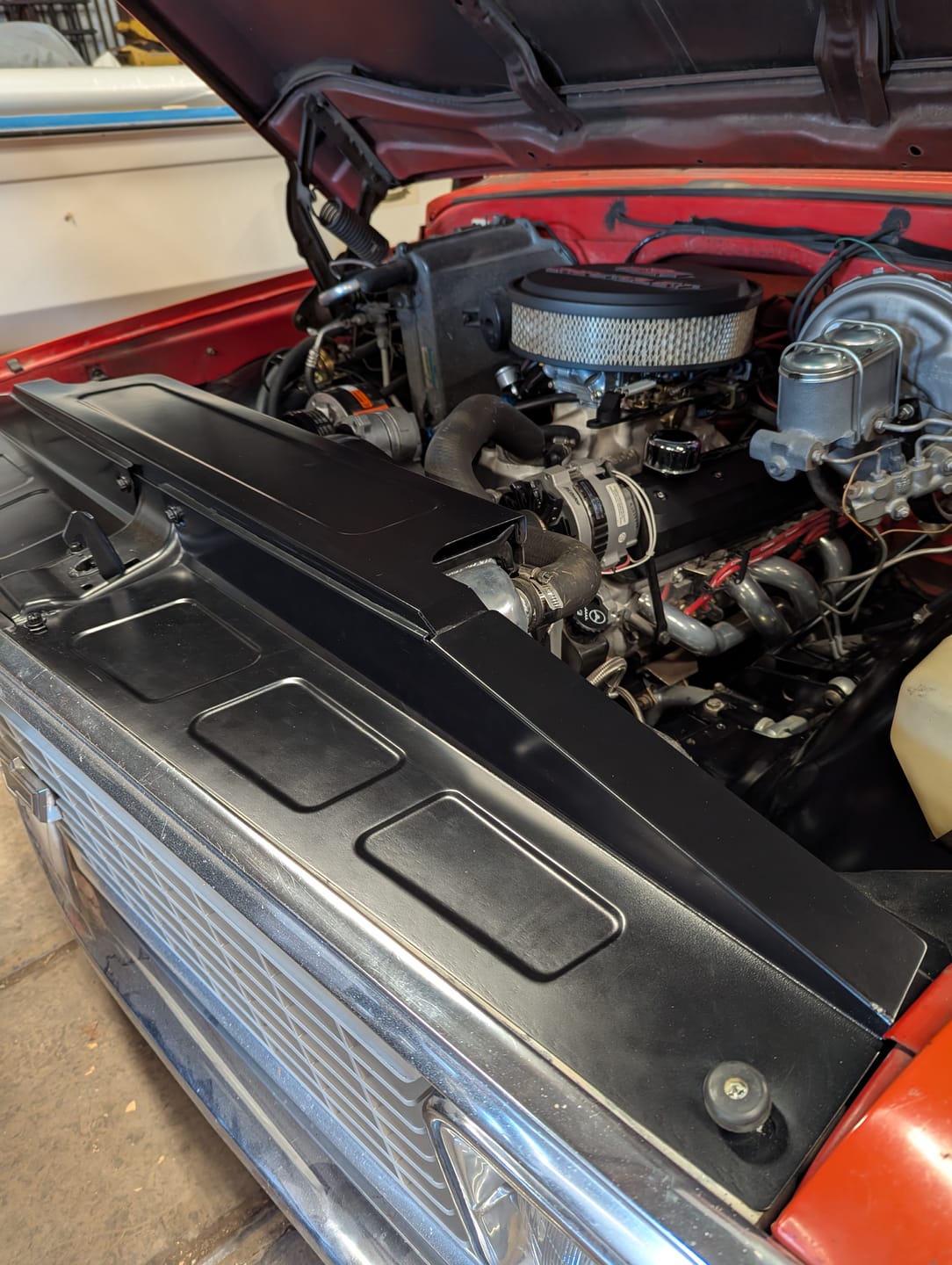 Customer photo review of 1967-72 Chevy C10 Radiator Cover - Classic Bead Roll