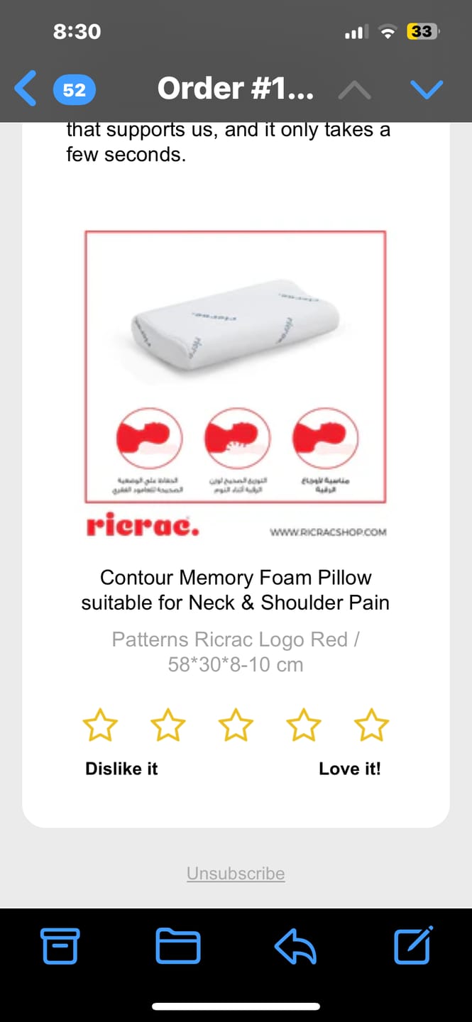 Customer photo review of Contour Memory Foam Pillow suitable for Neck & Shoulder Pain