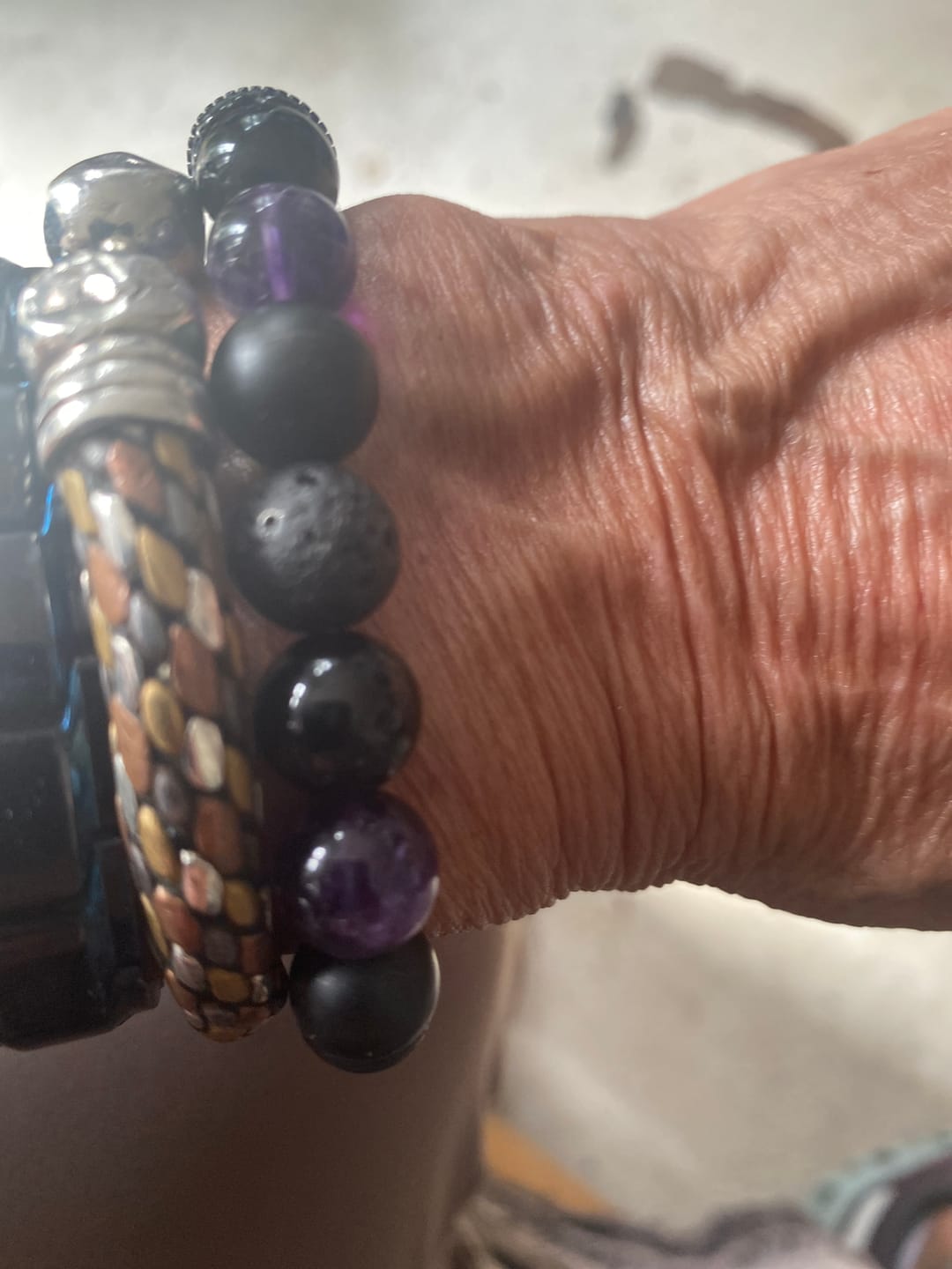 Customer photo review of Olivenorma "Lord Black Warrior" Natural Crystal Beaded Bracelet