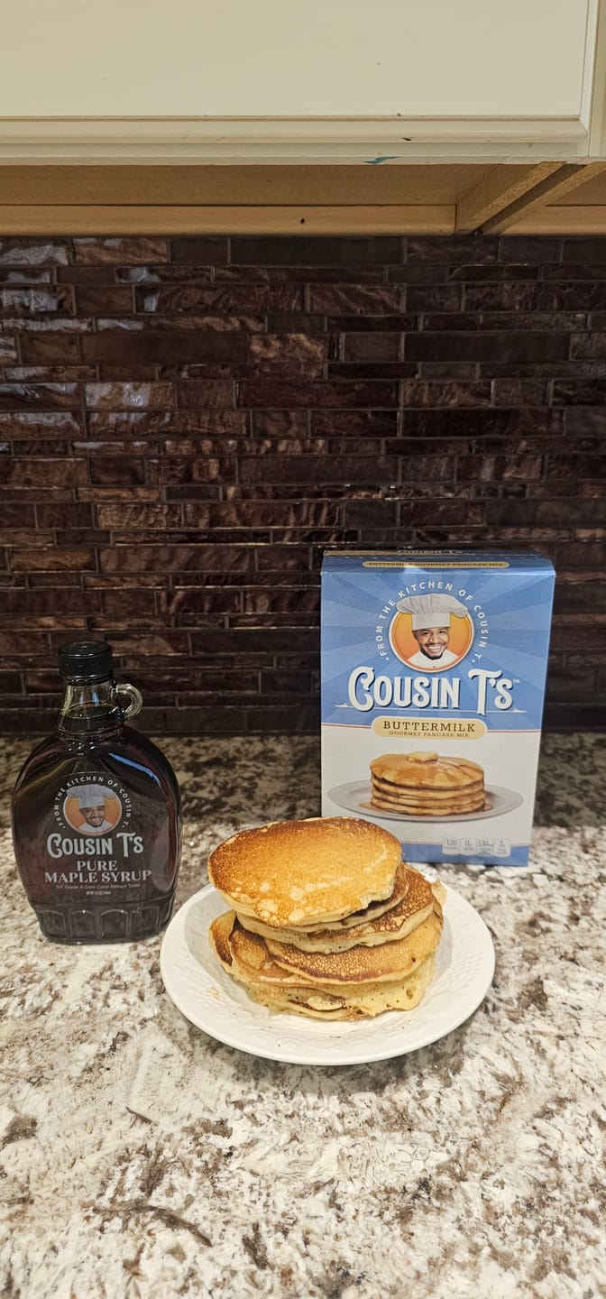 Customer photo review of Cousin T's Maple Syrup & 2 Pack Pancake Mix Bundle