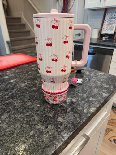 Customer photo review of Clear Cherry Love Tumbler Boot -fits 20-40oz New! Red pink
