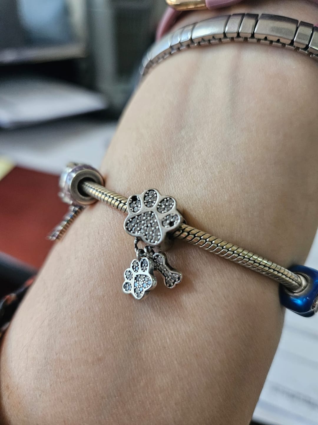 Customer photo review of Charm Huellas de Perrito & Hueso Diamantado