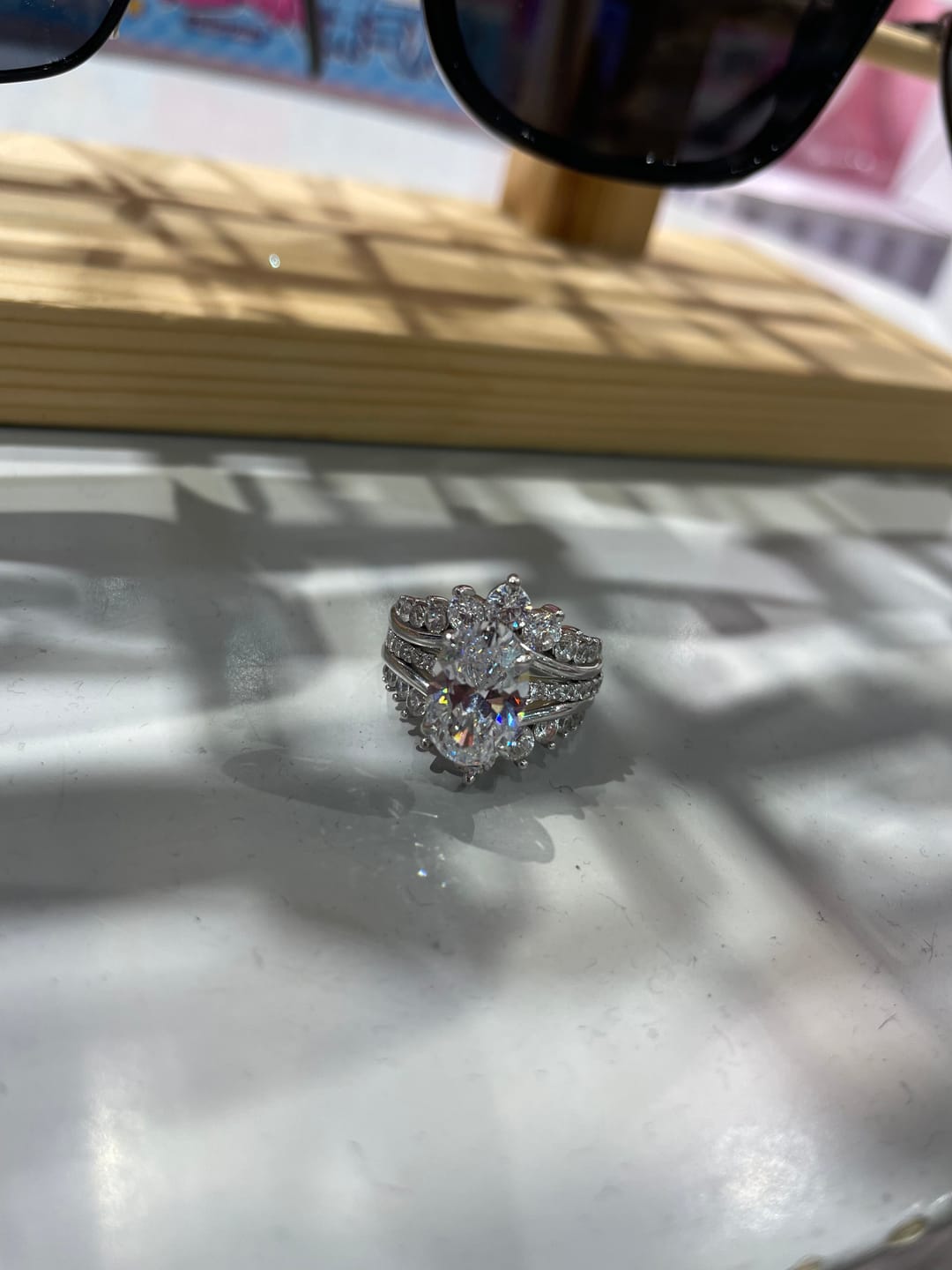 Customer photo review of Louily Exclusive 4.0Ct/5.0Ct Oval Cut Wedding Ring Set With Jacket Wedding Band