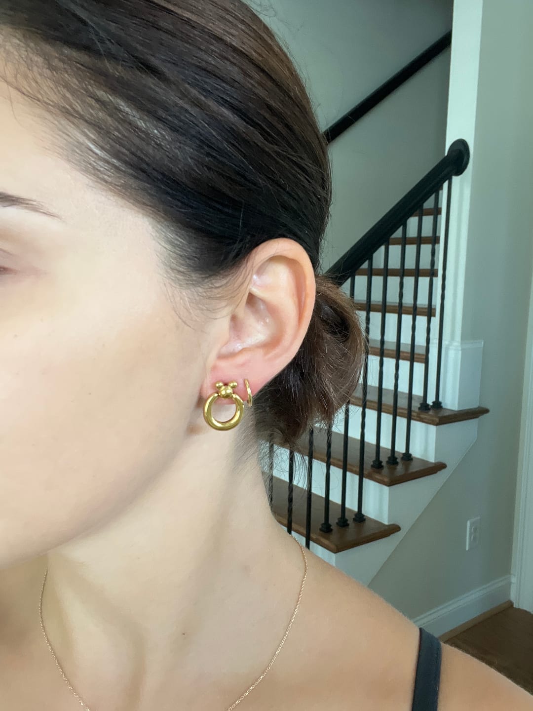 Customer photo review of Mini Leader of the Club Earrings