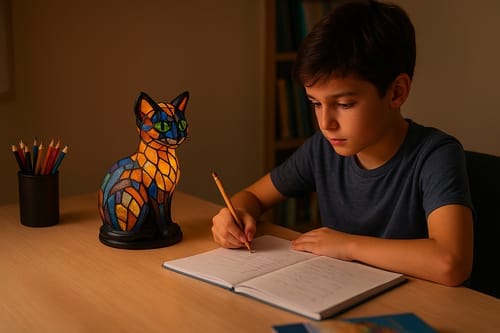 Customer photo review of Lumikat – handgemaakte lichtgevende lamp die harten laat stralen