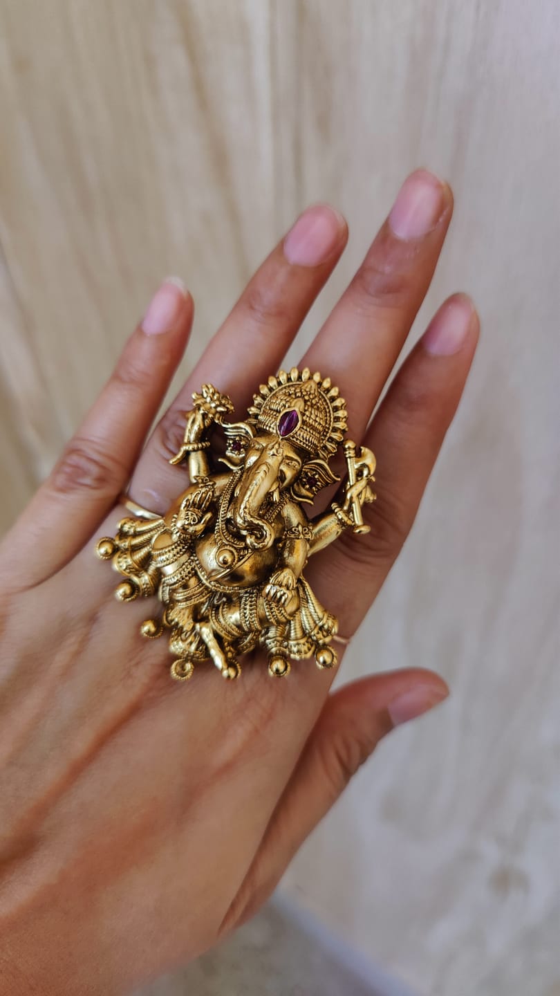 Customer photo review of Ganpatiji design adjustable ring