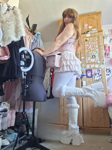 Customer photo review of Ballerina Bliss Ruffle Mini Skirt (Pink)