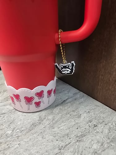 Customer photo review of TRASH PANDA Raccoon Charm - Tumbler Handle Charm