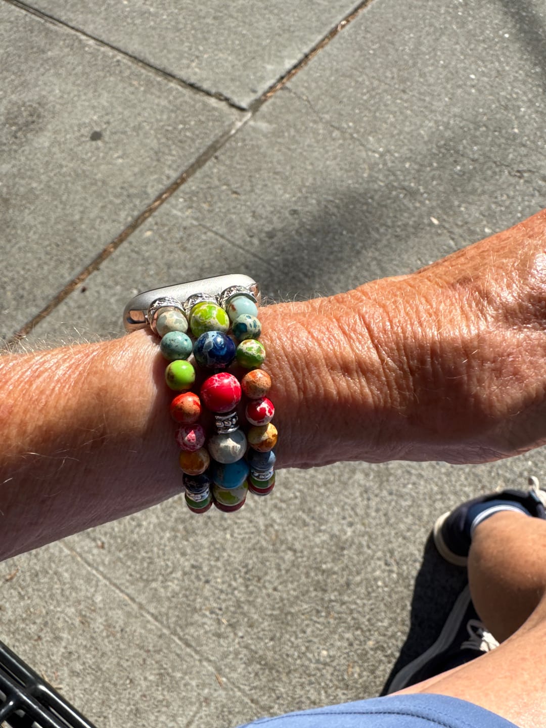 Customer photo review of Vibrant Chakra Stretch Apple Watch Strap